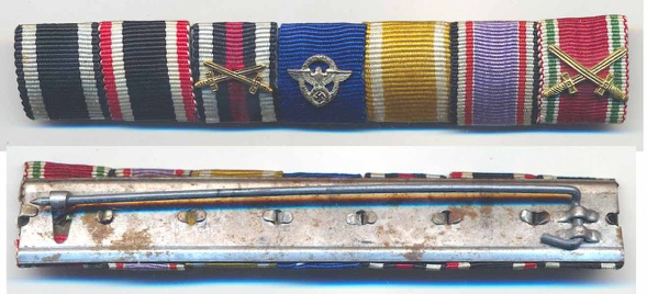 7 Place WW1 WW2 German Ribbon Bar Police 18 year service medal Iron Cross