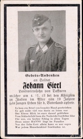 WW2 German Death Card Sterbebild Regiment Hermann Goering Monte Cassino November 1943