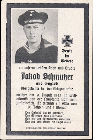 WW2 German Death Card Sterbebild Submarine U Boot U Boat 359 sunk Jamaica