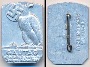 WW2 German N.S.D.A.P. Gautag Württemberg Hohenzollern 1937 Tinnie Pin Badge
