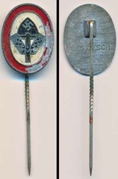 WW2 German Reichsarbeitsdienst member pin RAD Late War Painted