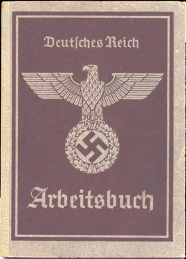 WW2 German 2nd style Arbeitsbuch press operator swastika