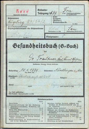 WW2 German Gesundheitsbuch Oberstabarzt Heeres Sanitatsstelle Augsburg