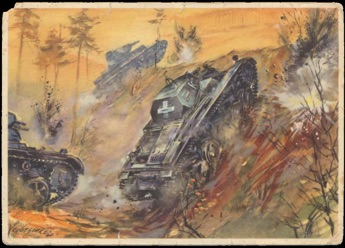 WW2 German Original Postcard  Panzerkampfwagen im Angriff