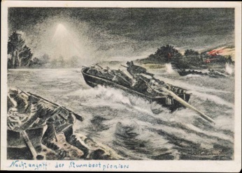 Original WW2 German postcard Sturmboot