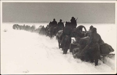 Original WW2 German Army soldiers in deep snow