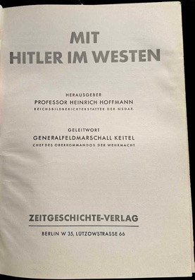 Mit Hitler im Westen 1940 Heinrich Hoffmann Book