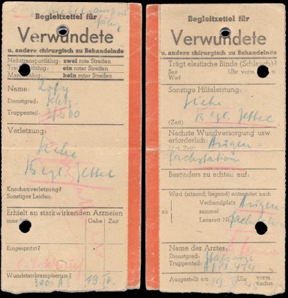 WW2 German Army Soldbuch Wound Tag