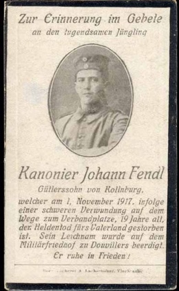 WW1 German Death Card Sterbebild Kanonier Artillerie Samvillers 1917