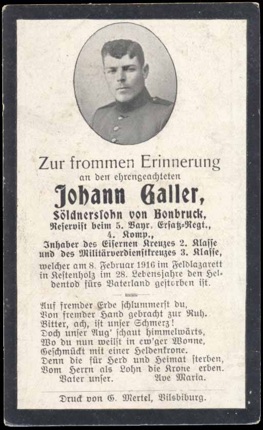WW1 German Death Card Sterbebild Iron Cross Bavarian
