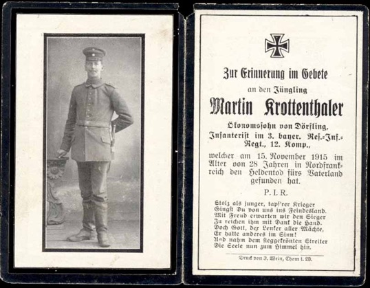 WW1 German Death Card Sterbebild Infantry Gravelle 1915