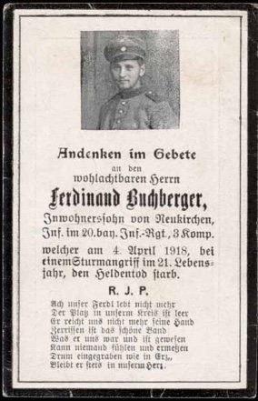 WW1 German Death Card Sterbebild Assault Montdidier 1918