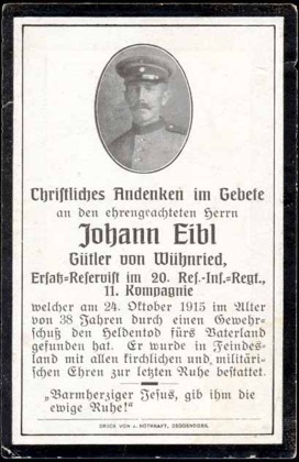 WW1 German Death Card Sterbebild killed rifle round Beaucamps Ligny France 1915