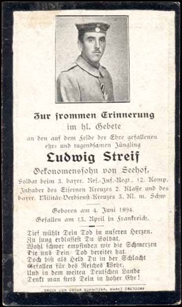 WW1 German Death Card Sterbebild Iron Cross Lens Sallaumines 1918