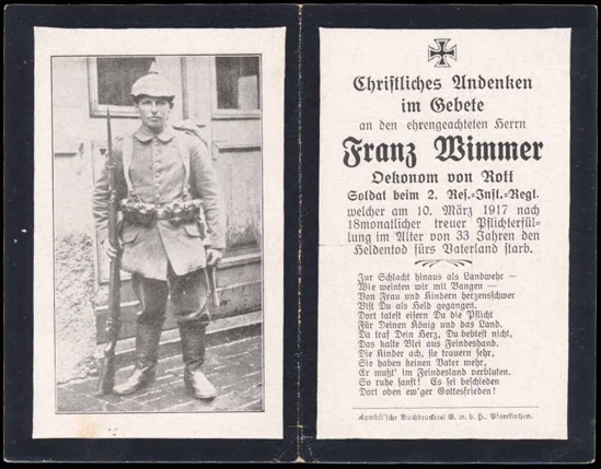 WW1 German Death Card Sterbebild Infantry Arras