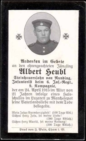WW1 German Death Card Sterbebild Peronne 1915
