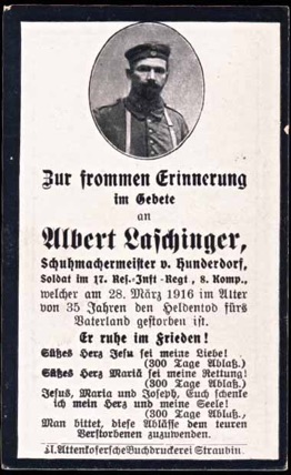 WW1 German Death Card Sterbebild Flanders Artois March 1916