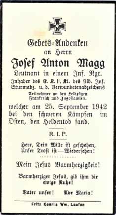 WW2 Death card Sterbebild Leutnant Iron Cross