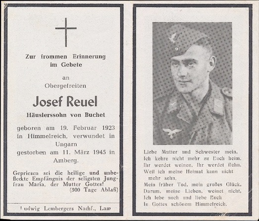 WW2 German Death Card Sterbebild Luftwaffe Hungary 1945