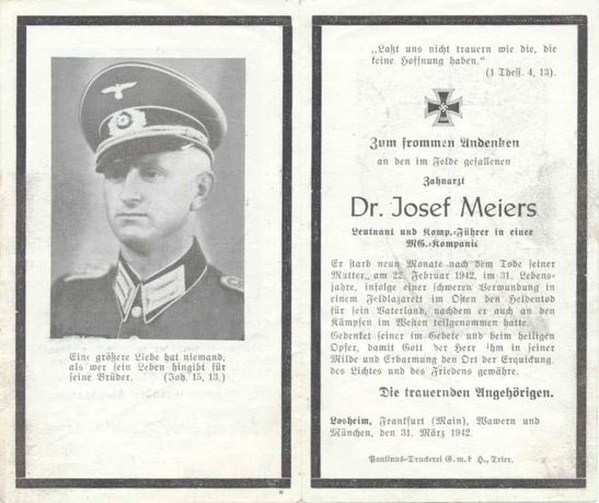 WW2 German Death Card Company Commander Machine Gun Infantry Regt 692 Russia
