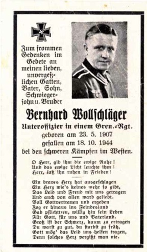 WW2 German Death Card Sterbebild Army Grenadier 1944 Ranspach France