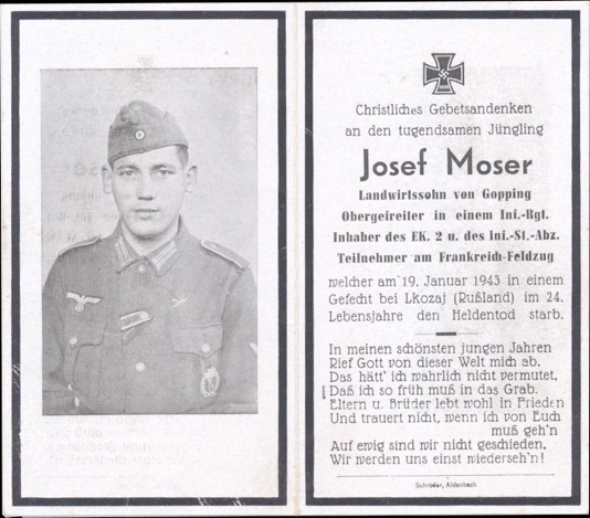 WW2 German Death Card Sterbebild Regiment 199 List Lkozaj 1943 awards