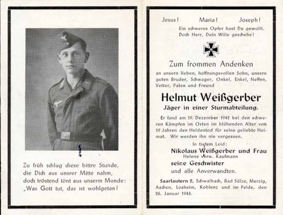 WW2 German Death Card Sterbebild Luftwaffe Feld Division 6 Sebesh, Russia