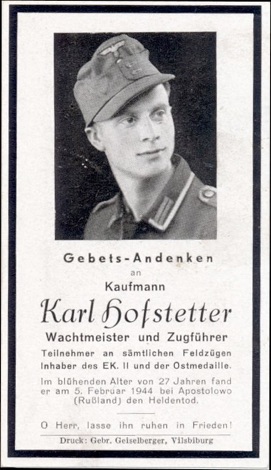 WW2 German Death Card Sterbebild Observer Unit NCO Apostolowo 1944
