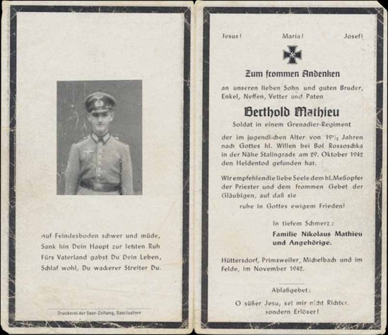WW2 German Death Card Sterbebild Stalingrad