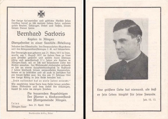 WW2 German Death Card Sterbebild Priest Medic chaplain Russia 1944