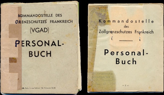 WW2 German Kommandostelle des Grenzschutzen Frankreich VGAD Personal-Buch