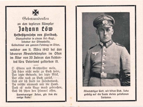 WW2 German Army Artillery Death Card Setrbebild 1943 Smolensk