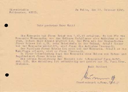 WW2 German Wehrpass Nachlass Group Grave location letter